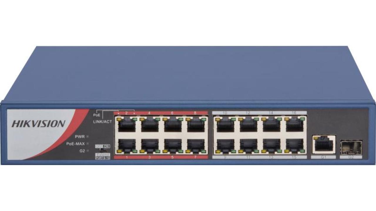 16 Portlu Hızlı Ethernet Yönetilmeyen PoE Switch