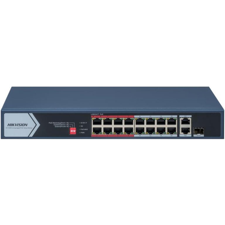 16 Portlu Hızlı Ethernet Yönetilmeyen PoE Switch