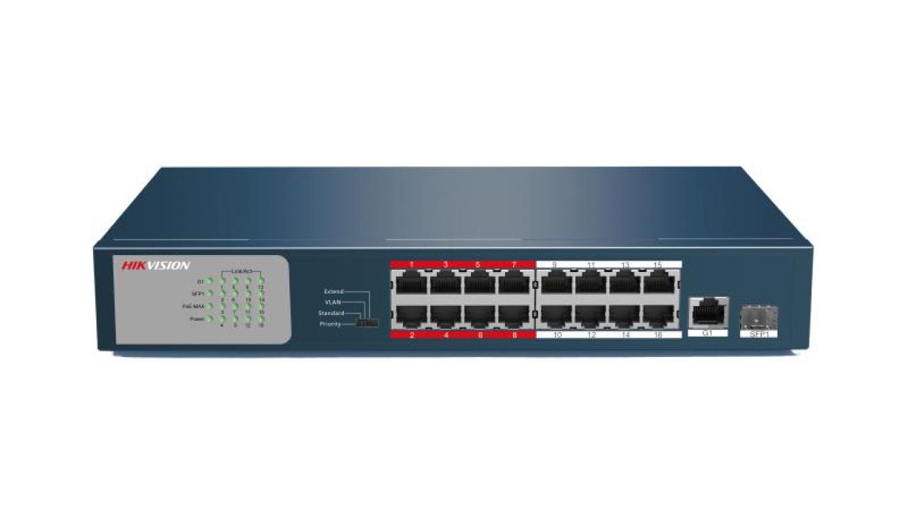 16 Portlu Hızlı Ethernet Yönetilmeyen PoE Switch