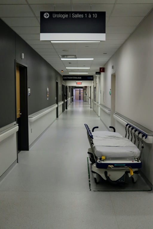 Well-lit hospital hallway