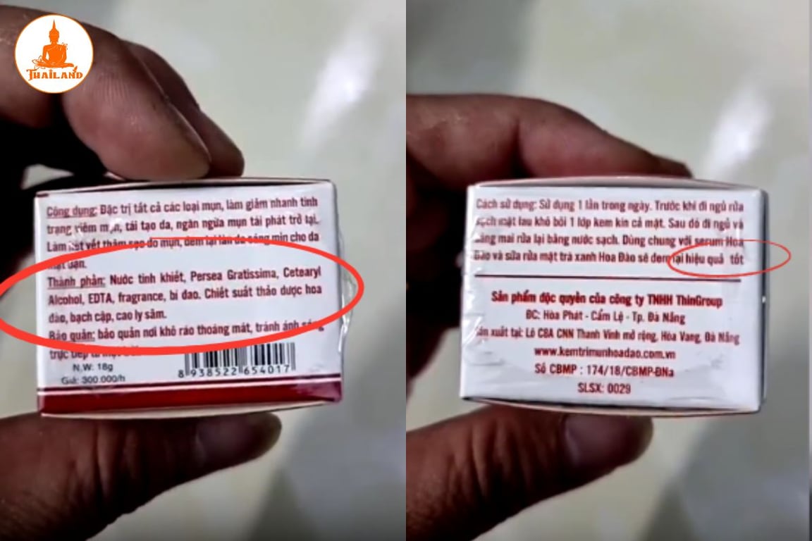 Bảng thành phần thiếu các hoạt chất chuyên biệt cho da mụn, chưa kể còn sai lỗi chính tả