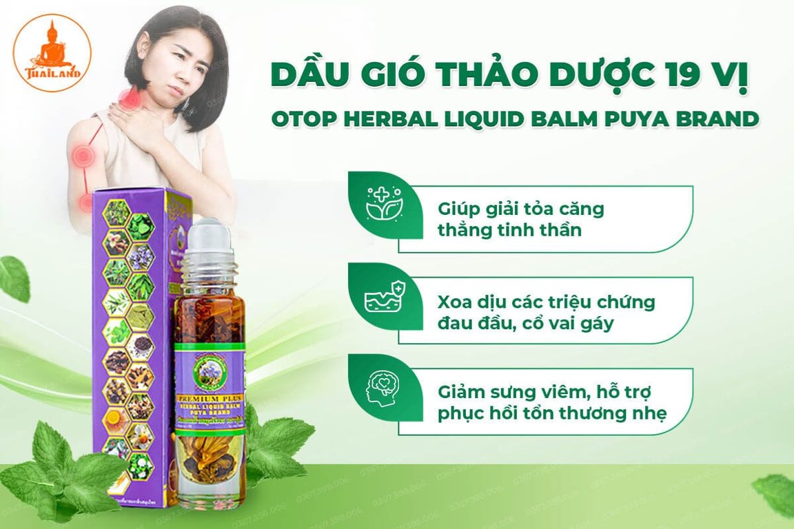Dầu lăn 19 vị giúp giảm đau nhức, chóng mặt, cảm cúm, say tàu xe