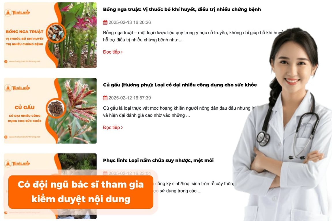 Hàng Thái Chính Hãng có đội ngũ bác sĩ tham gia kiểm duyệt nội dung