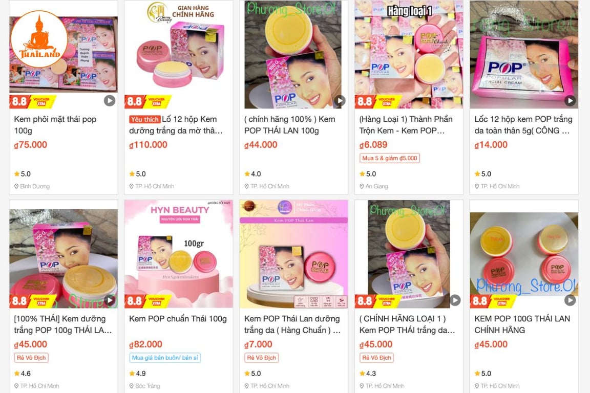 Kem POP được rao bán với mức giá chỉ từ vài nghìn đến vài chục nghìn đồng