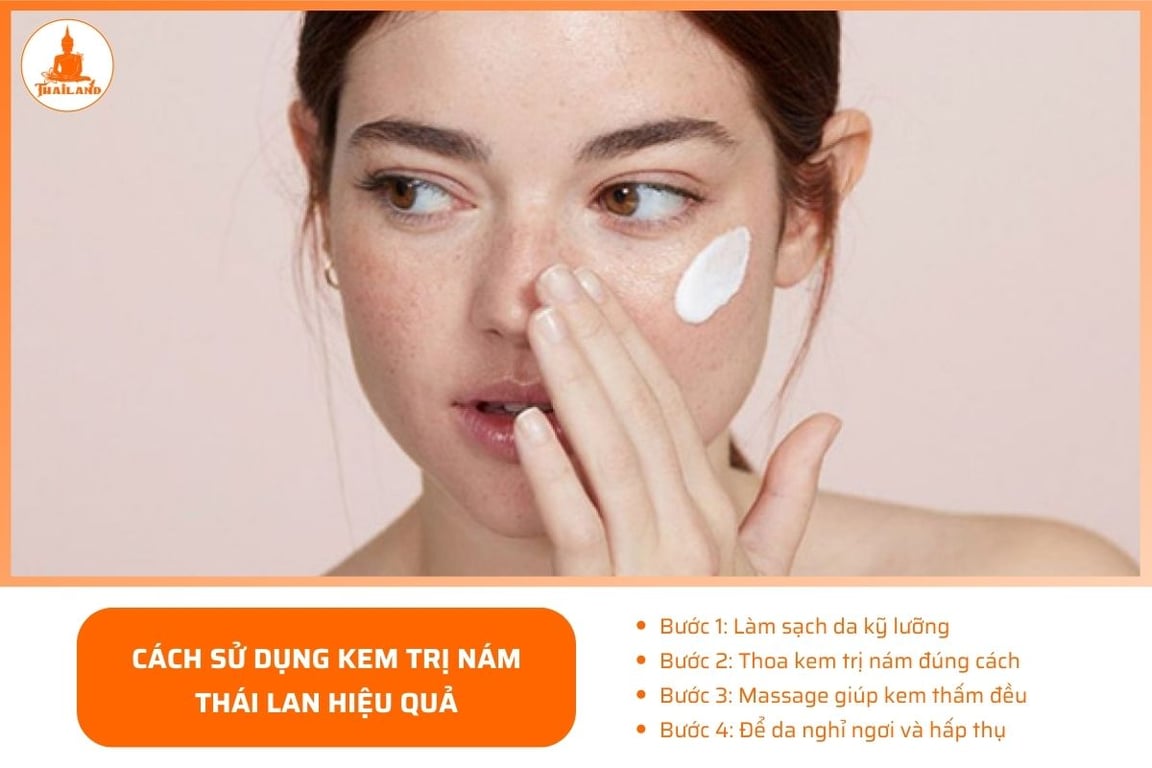 Lấy một lượng nhỏ kem trị nám và chấm nhẹ lên các vùng da bị nám
