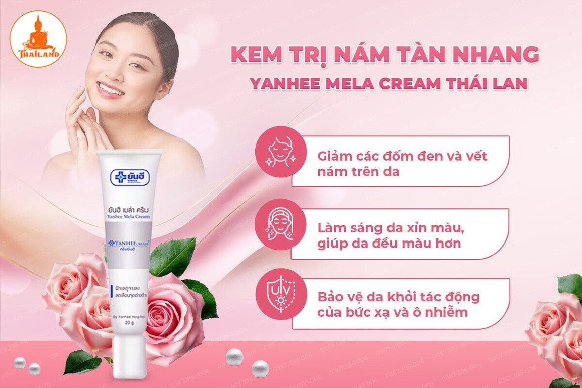Yanhee Mela Cream giúp làm mờ nám, tàn nhang và đốm nâu