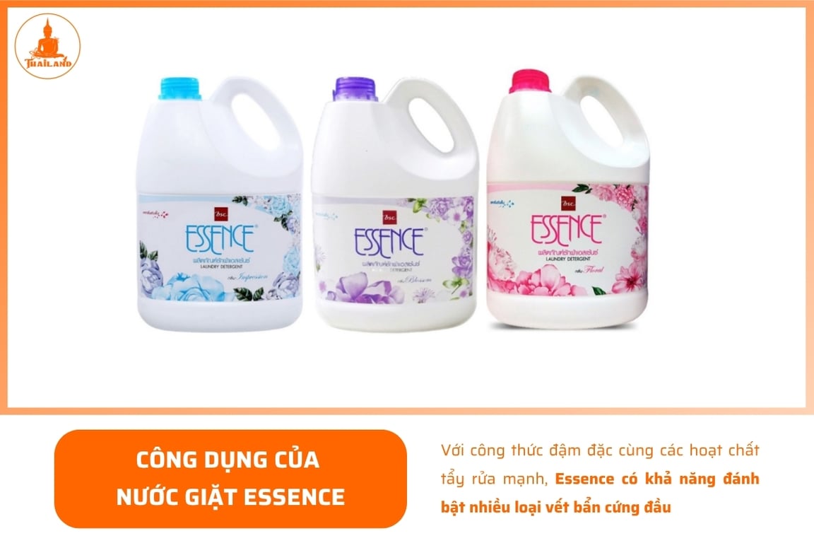 Với công thức đậm đặc cùng các hoạt chất tẩy rửa mạnh, Essence có khả năng đánh bật nhiều loại vết bẩn cứng đầu