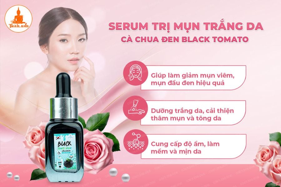 Serum Black Tomato giúp làm mờ sắc tố melanin, giúp da trắng sáng, đều màu và rạng rỡ hơn.