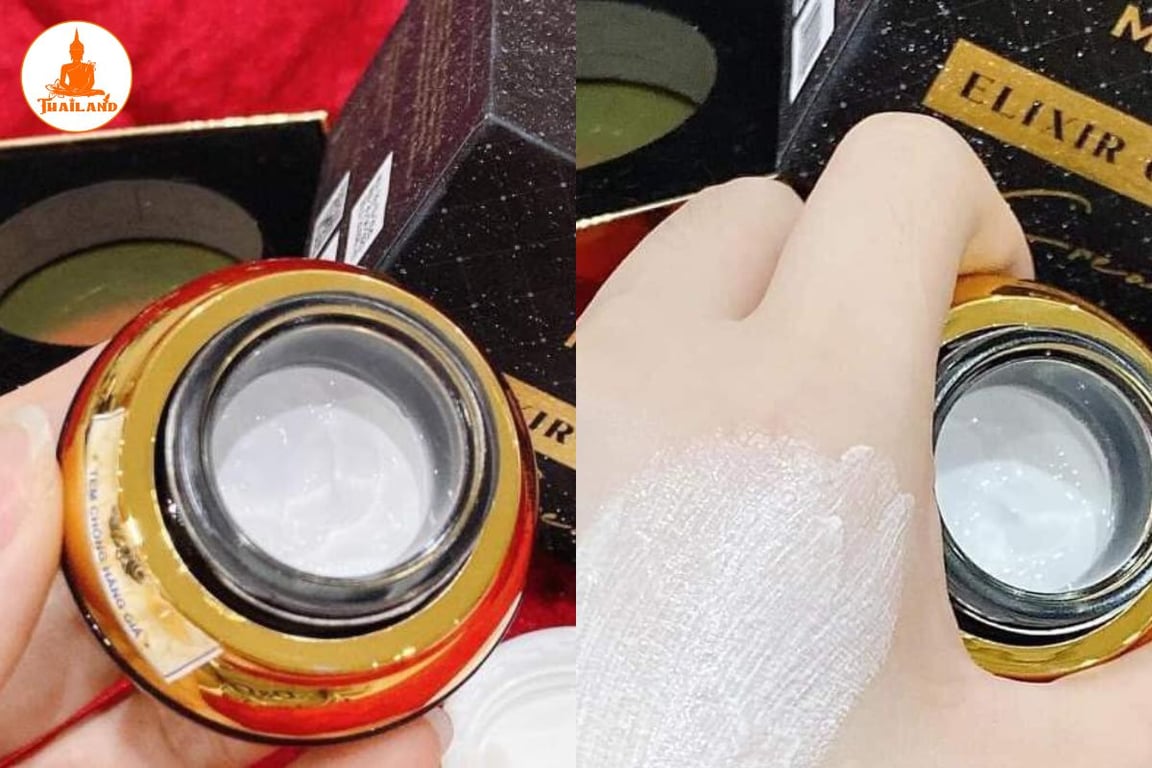 Kem ngọc trai đen Magic Skin có màu trắng đục, chất kem đặc và dày