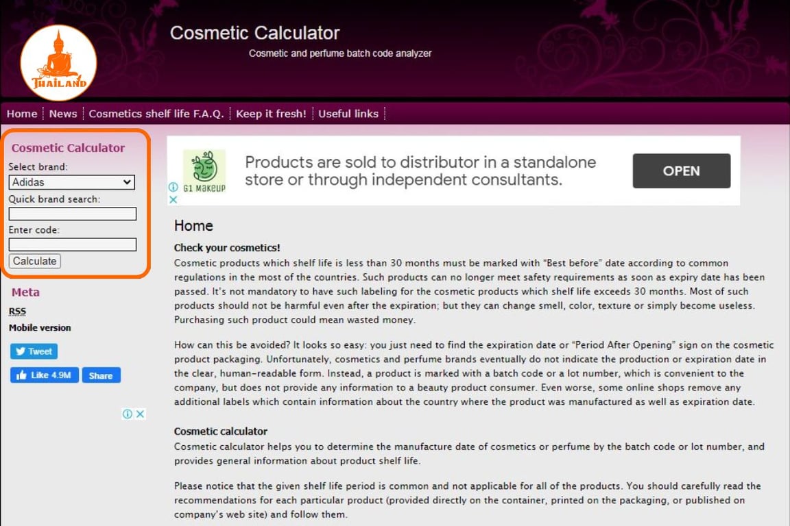 Truy cập vào trang web checkcosmetics.net để kiểm tra hạn sử dụng