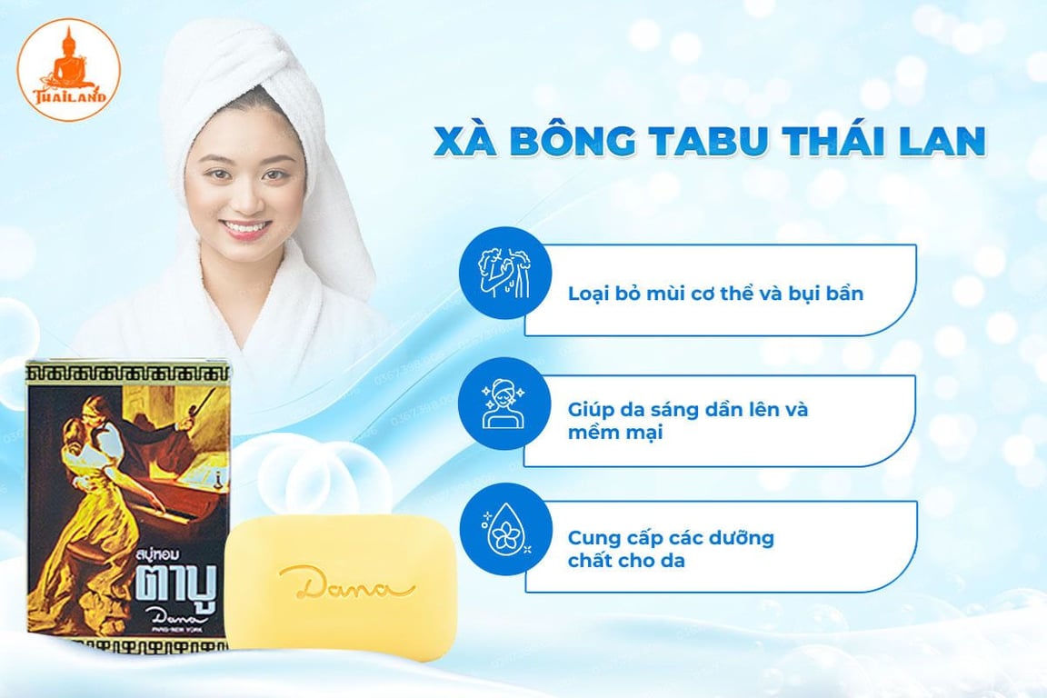 Xà bông tắm Tabu giúp loại bỏ hoàn toàn bụi bẩn, bã nhờn và lớp tế bào chết trên da