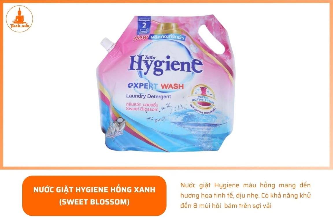 Nước giặt Hygiene màu hồng mang đến hương hoa tinh tế, dịu nhẹ