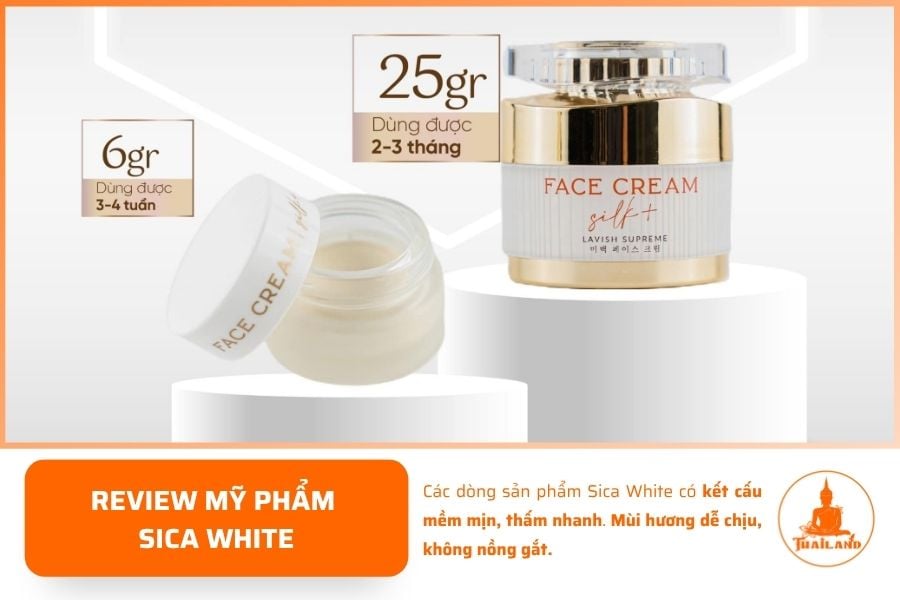 Các dòng sản phẩm Sica White có kết cấu mềm mịn, thấm nhanh