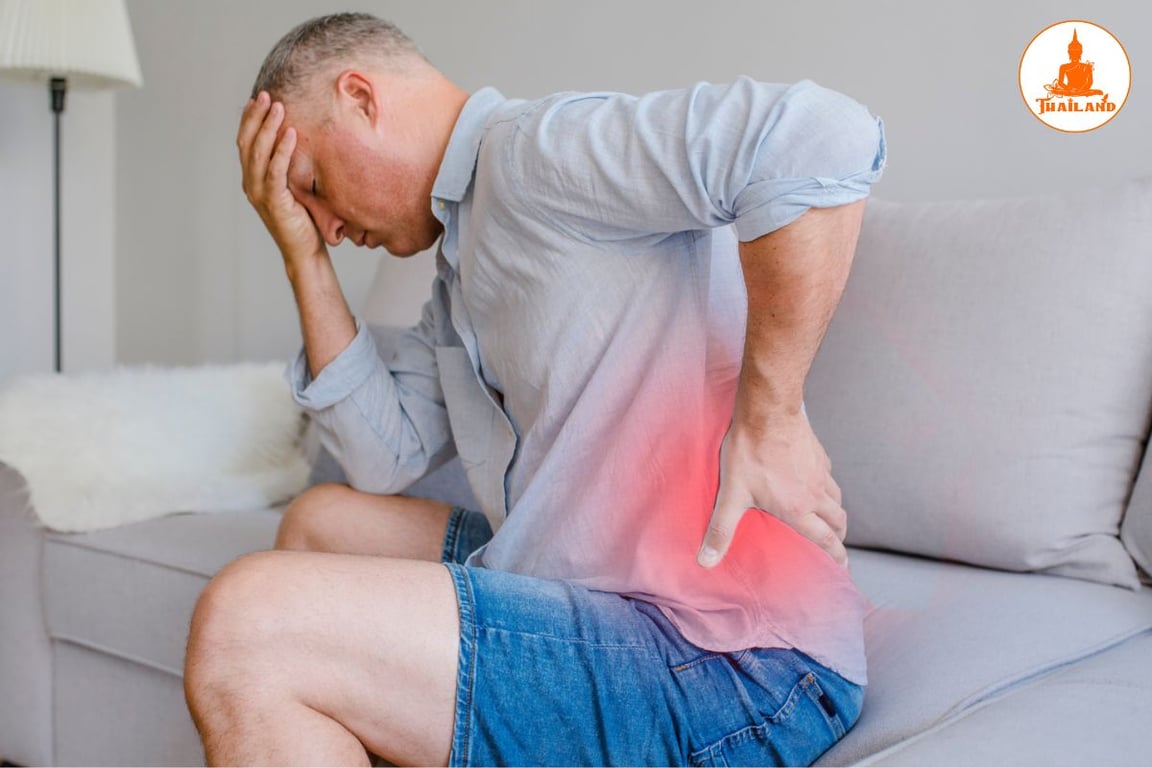 Đau vùng gần xương ức, sau đó lan ra phía sau lưng và dọc theo cột sống