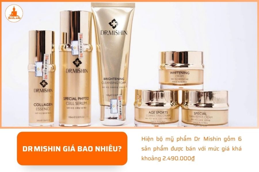 Hiện bộ mỹ phẩm Dr Mishin gồm 6 sản phẩm được bán với mức giá khá khoảng 2.490.000đ