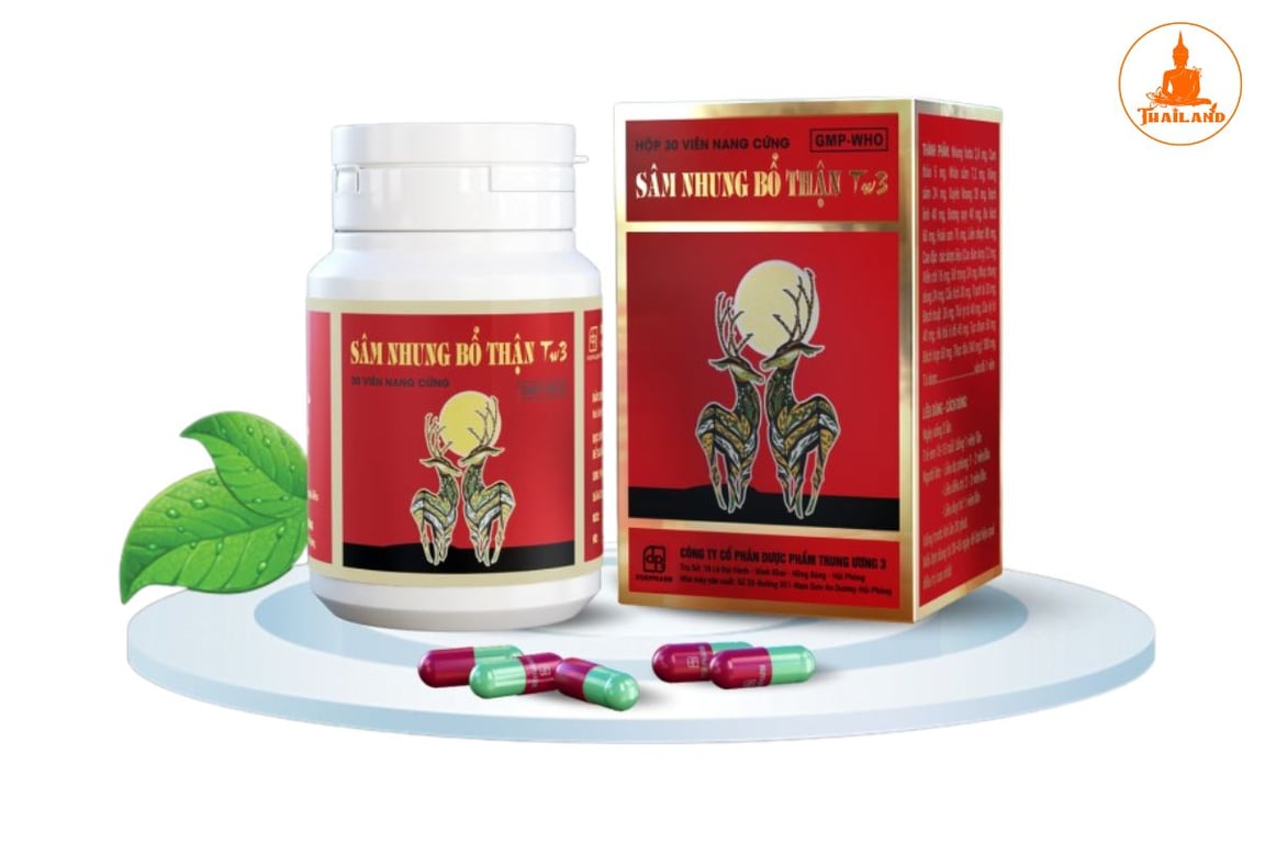 Sâm Nhung Bổ Thận TW3 được bào chế dưới dạng viên nang cứng, dùng bằng đường uống