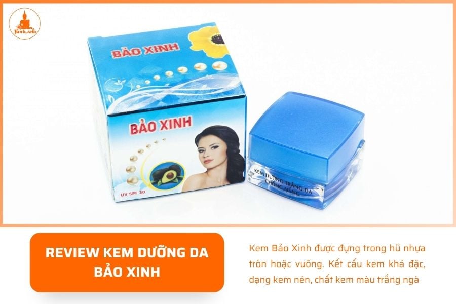 Kem Bảo Xinh có kết cấu khá đặc, dạng kem nén, chất kem màu trắng ngà