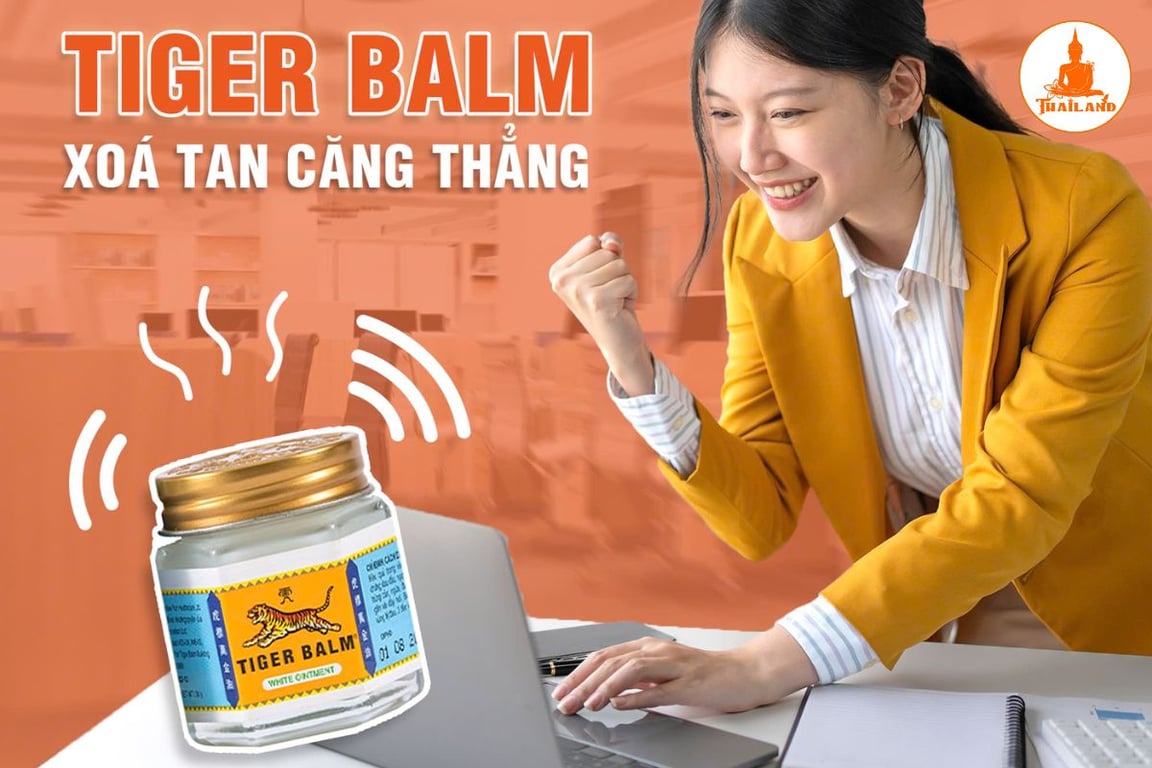 Dầu cù là Tiger Balm White Ointment giúp giảm căng thẳng nhanh chóng