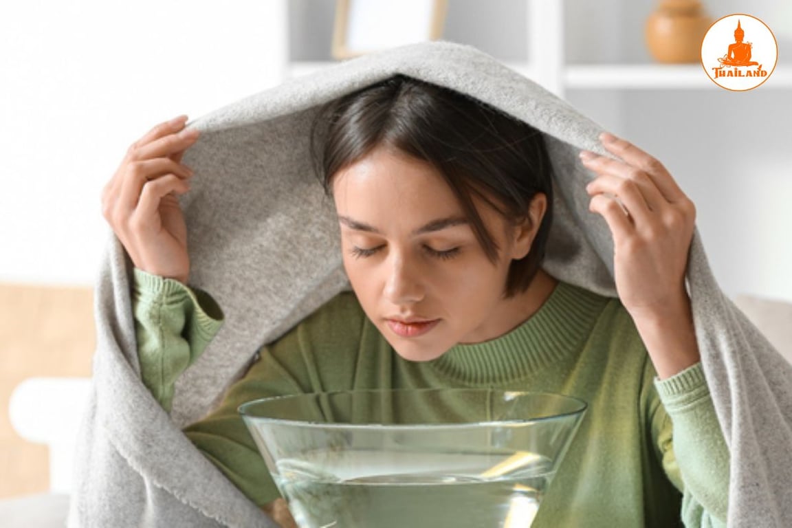 Xông mũi với dầu gió giảm sổ mũi, nghẹt mũi