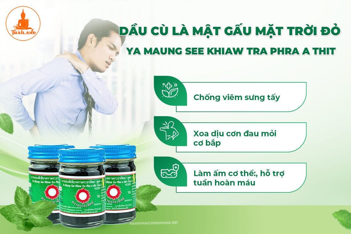 Dầu cù là đen mật gấu mặt trời đỏ giúp giảm nhanh các cơn đau nhức xương khớp