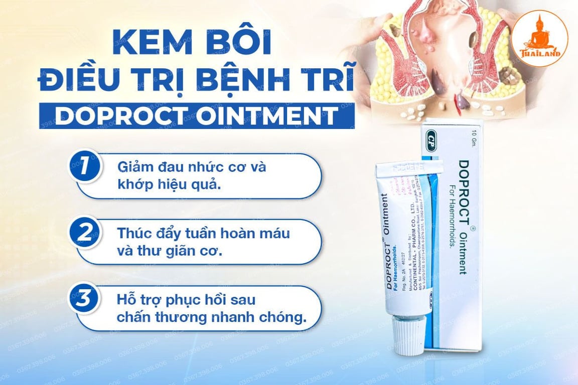 Kem bôi trĩ Doproct Ointmen giúp giảm nhanh cảm giác đau rát, khó chịu
