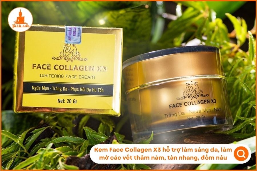 Kem Face Collagen X3 có khả năng hỗ trợ làm sáng da, giúp mờ thâm nám, tàn nhang, đốm nâu