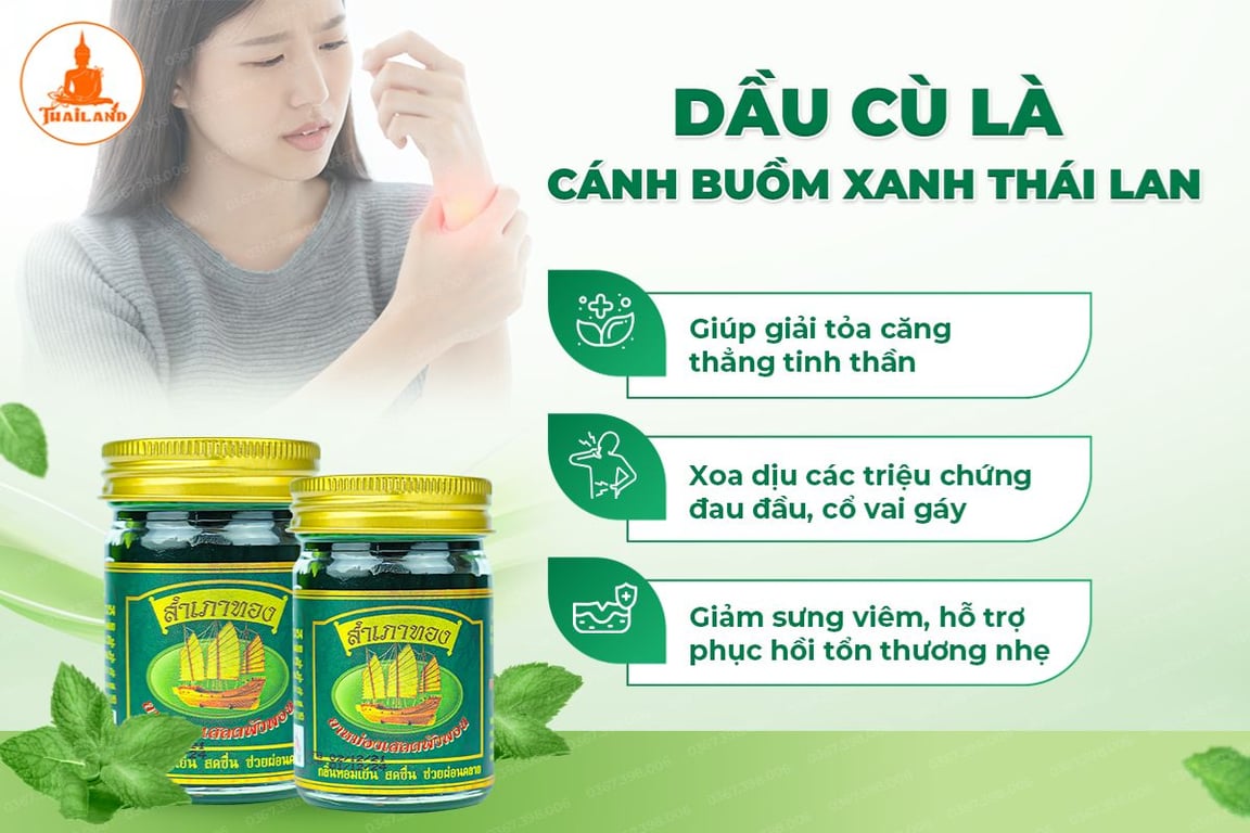 Dầu cù là Cánh Buồm Xanh giúp dịu nhanh các cơn đau lưng, đau cơ, đau khớp