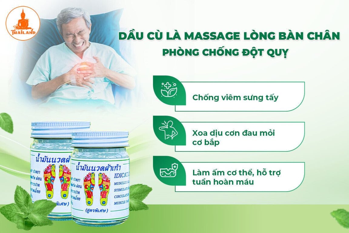 Dầu cù là massage lòng bàn chân giúp giảm nguy cơ đột quỵ