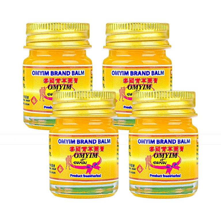 Combo 4 lọ dầu cù là thảo dược Bow Tip Brand Balm màu vàng