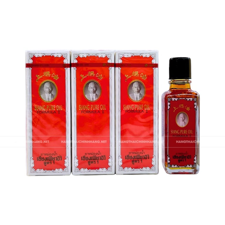 Combo 06 chai dầu gió Ông Già nước vàng Siang Pure 25cc Thái Lan