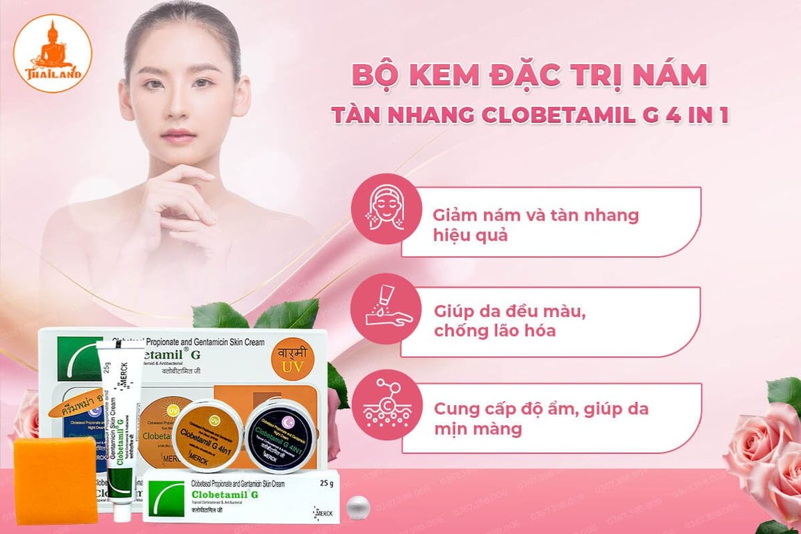 Công dụng bộ kem Clobetamil G 4in1 Thái Lan