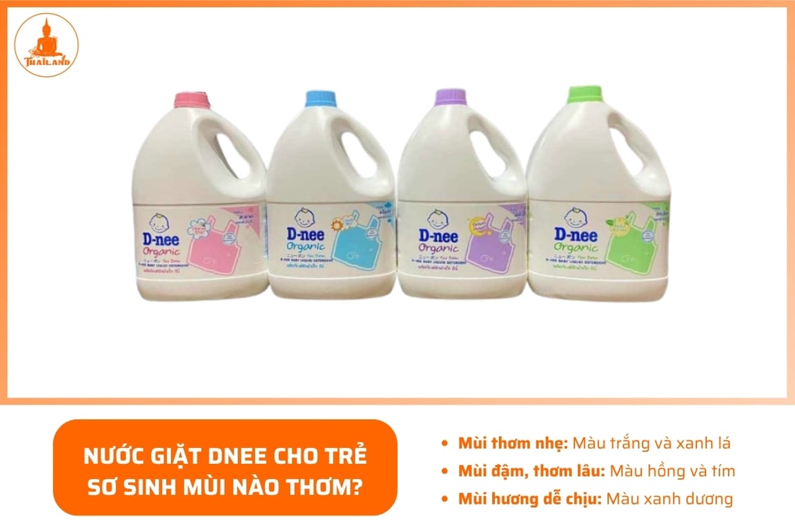 Mỗi loại nước giặt Dnee đều có mùi hương đặc trưng và mức độ lưu hương khác nhau