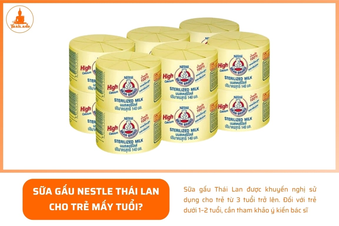 Sữa gấu Nestle Thái Lan được khuyến khích sử dụng cho trẻ từ 3 tuổi trở lên