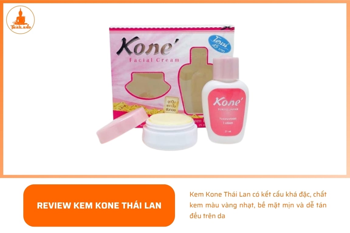 Kem Kone có kết cấu khá đặc, chất kem màu vàng nhạt