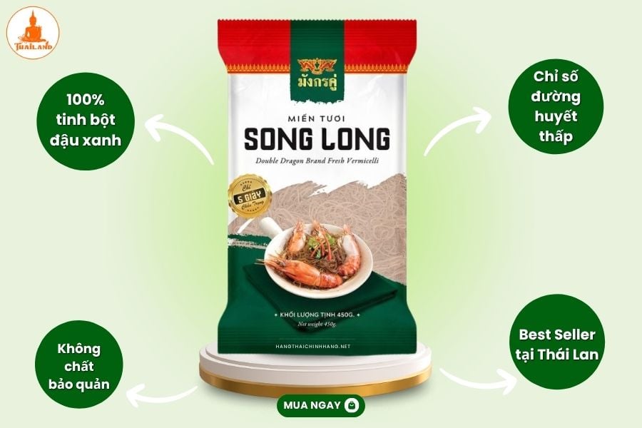 Miến tươi Song Long không cần ngâm trước khi nấu