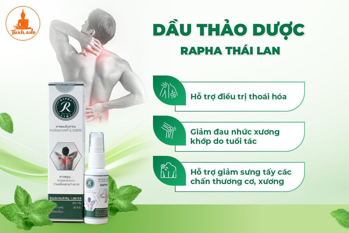 Dầu xịt Rapha hỗ trợ giảm nhanh các cơn đau nhức cơ bắp và xương khớp