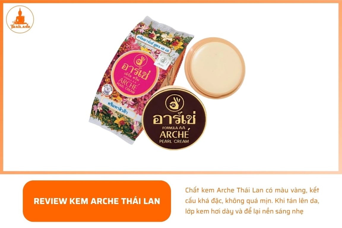 Chất kem Arche có màu vàng, dạng kem nén, kết cấu không quá mịn