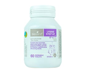 Viên nhai tăng chiều cao Bio Island Lysine Step Up của Úc 250mg 60 viên