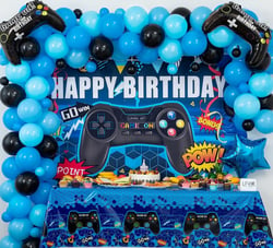 Video Game Birthday Party Decorations&Balloons Arch Garland Kit (Blue, Black)