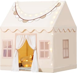 Play Tent with Mat, Star Lights, Cloth Banners- Kids Play Tent Indoor 