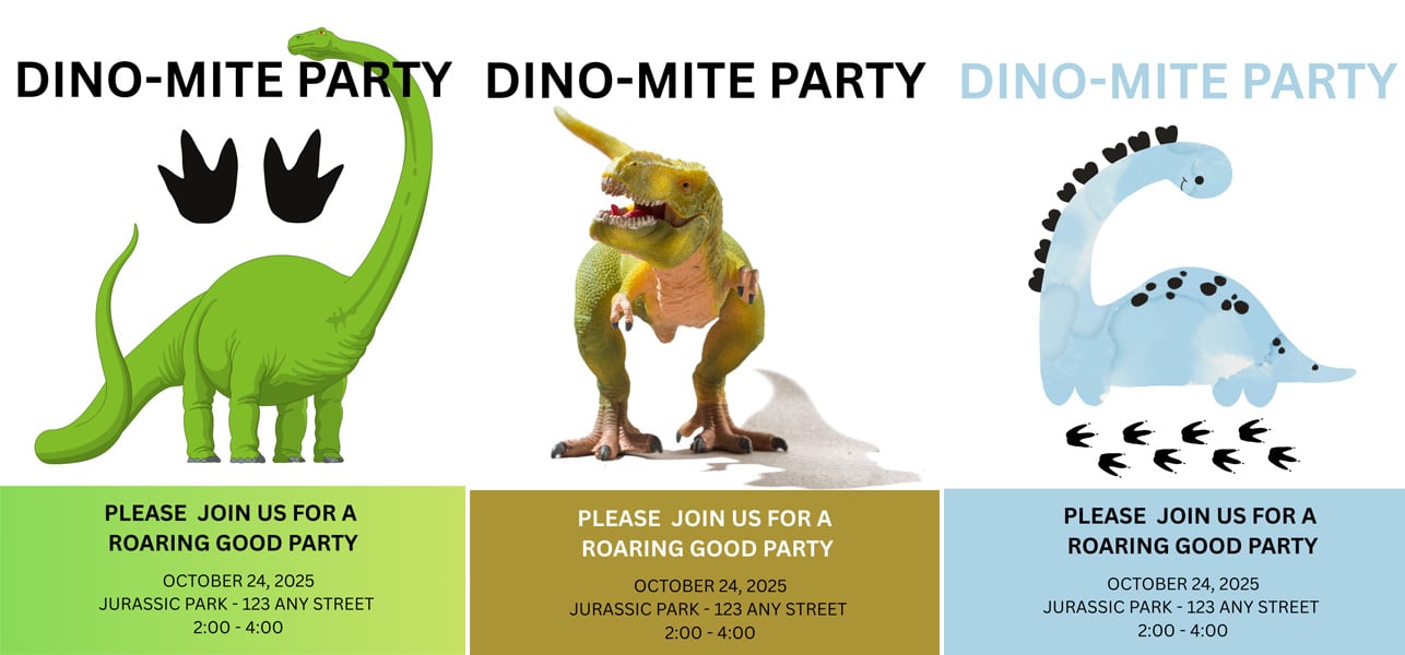 Dinosaur themed ECHOage invitations.