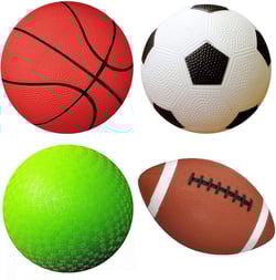 Set of 4 Sports Balls with 1 Pump