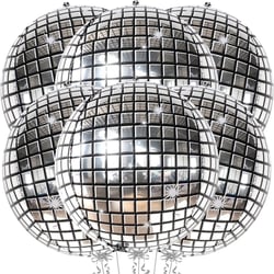 Big Silver Disco Ball Balloons - Pack of 6