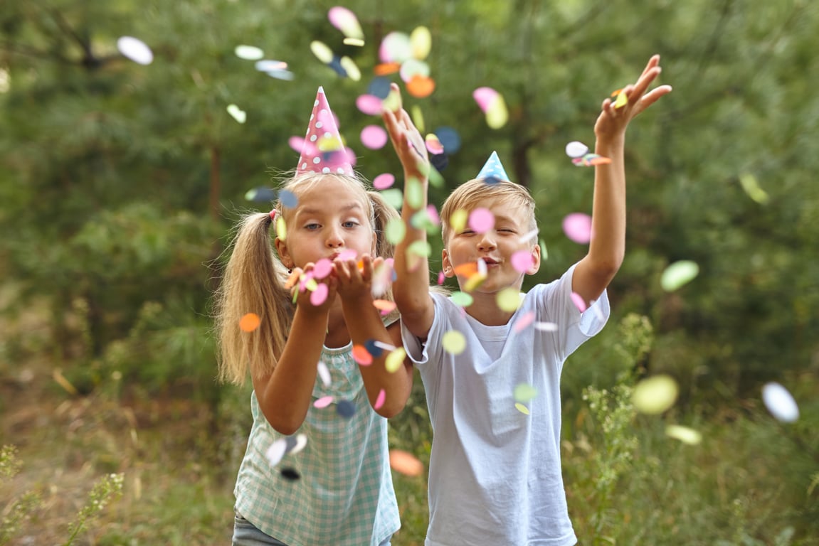 Children playing happily in nature