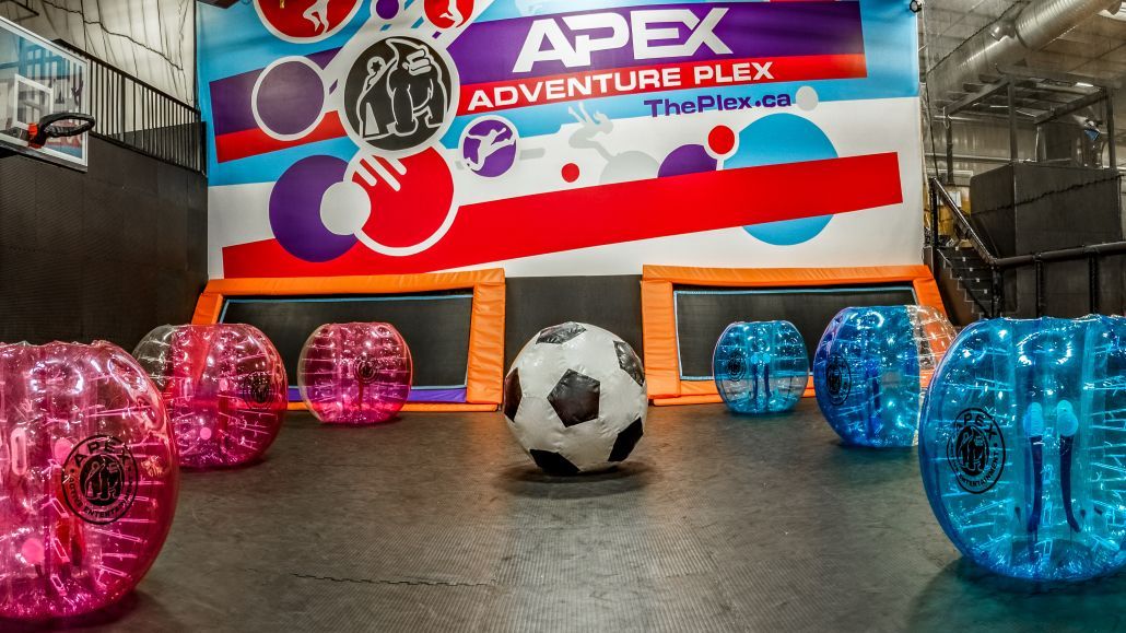 Kids jumping on trampolines at Apex Adventure Plex Saskatoon.