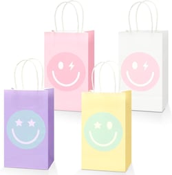 16PCS Smile Face Gift Paper Bags Preppy party Supplies Smile Face Favors Bags