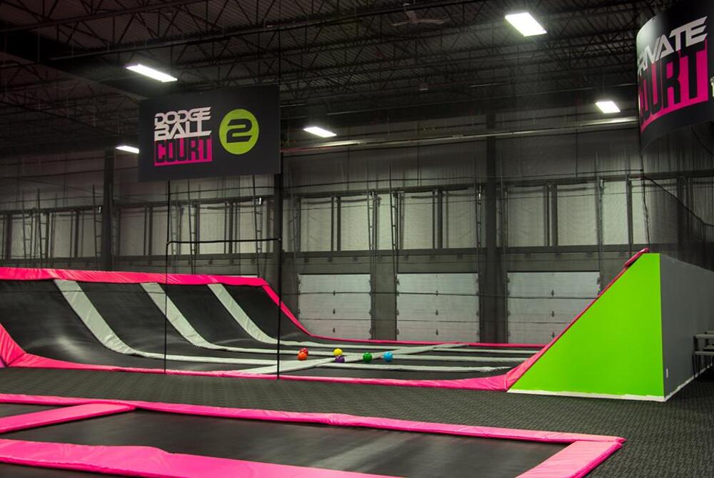 Trampoline park at Flying Squirrel Hamilton.