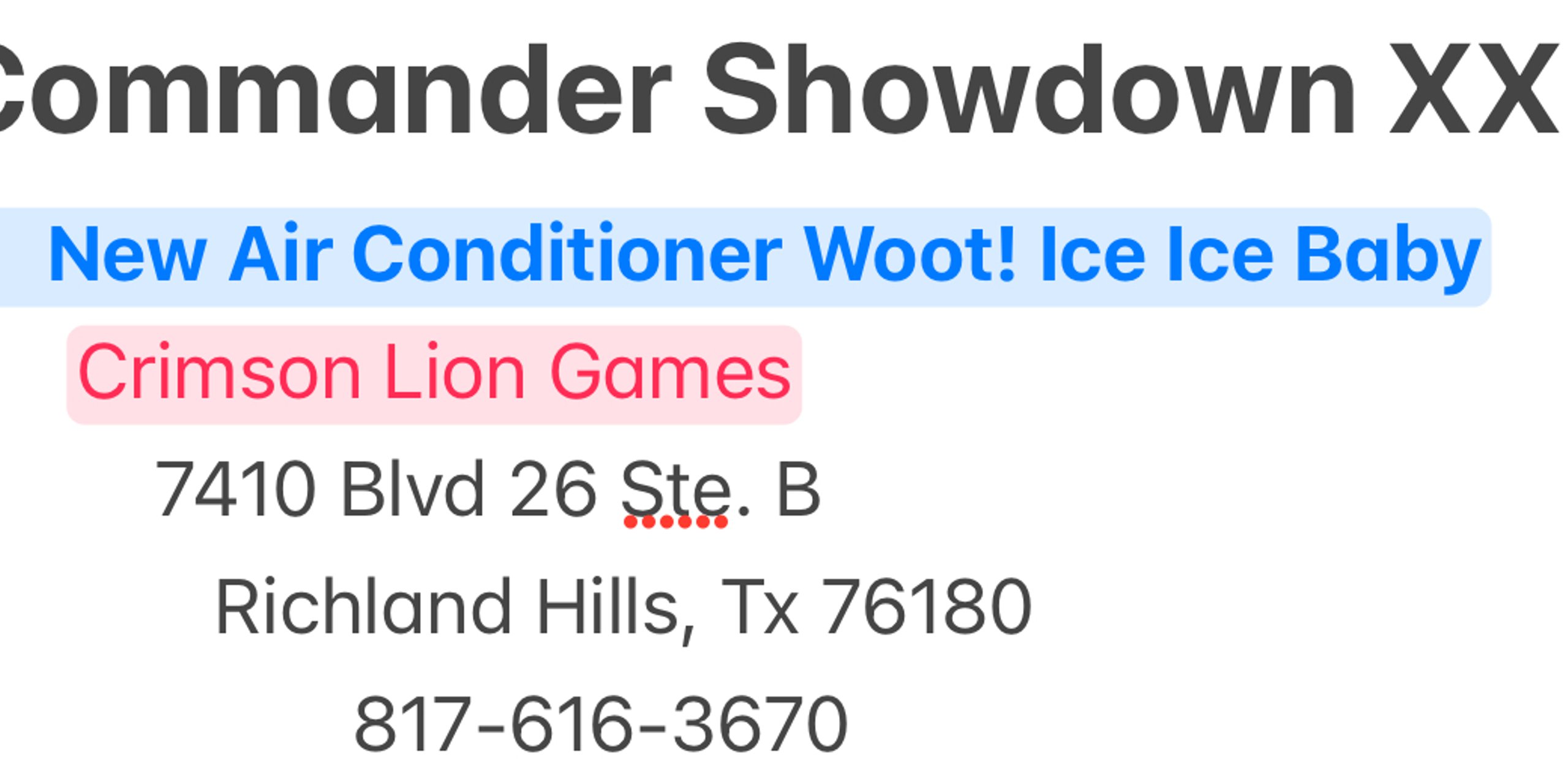 Commander Showdown XX: New Air Conditioner Woot!