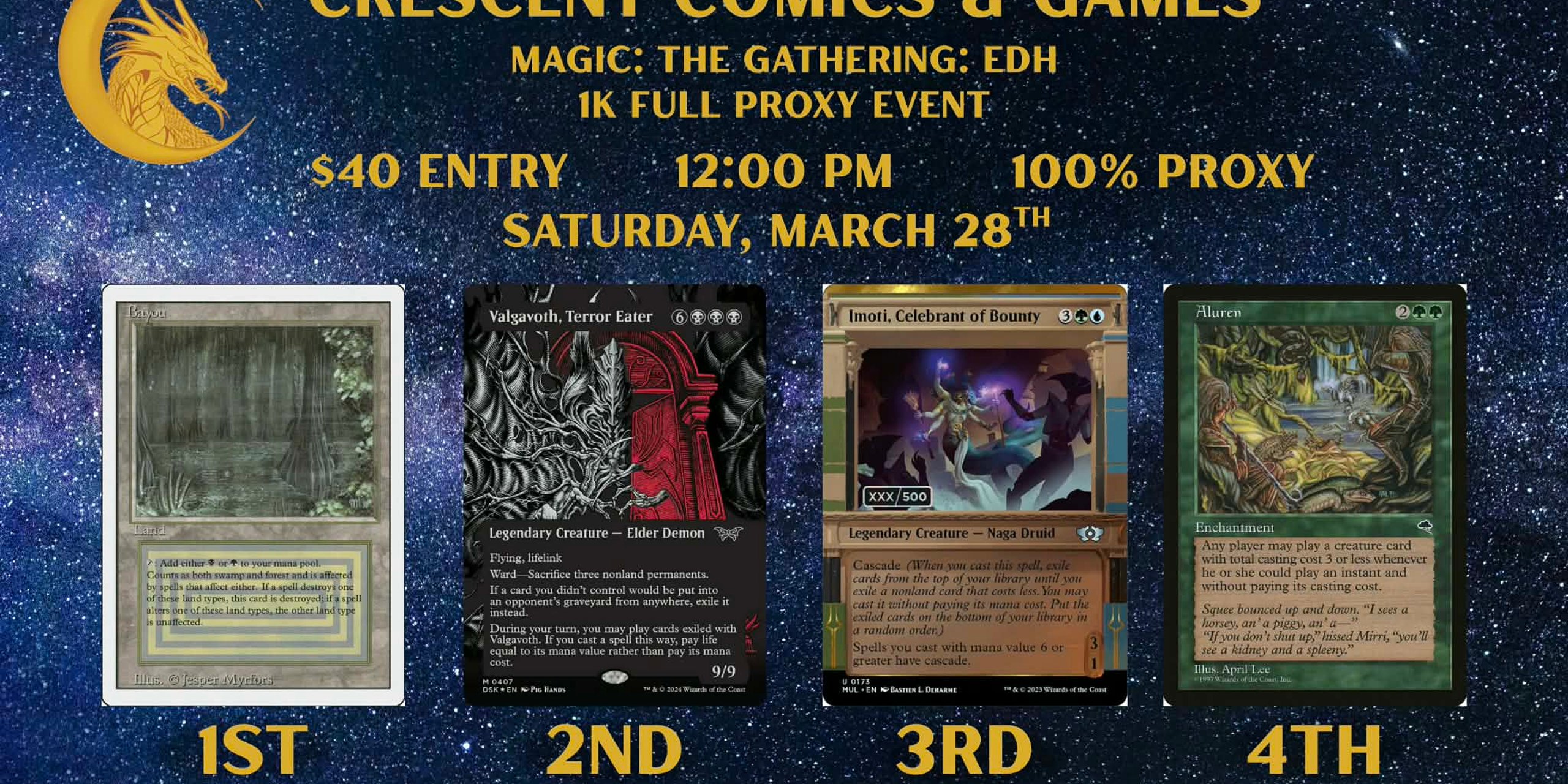 Crescent Comics & Games first 1k full proxy event