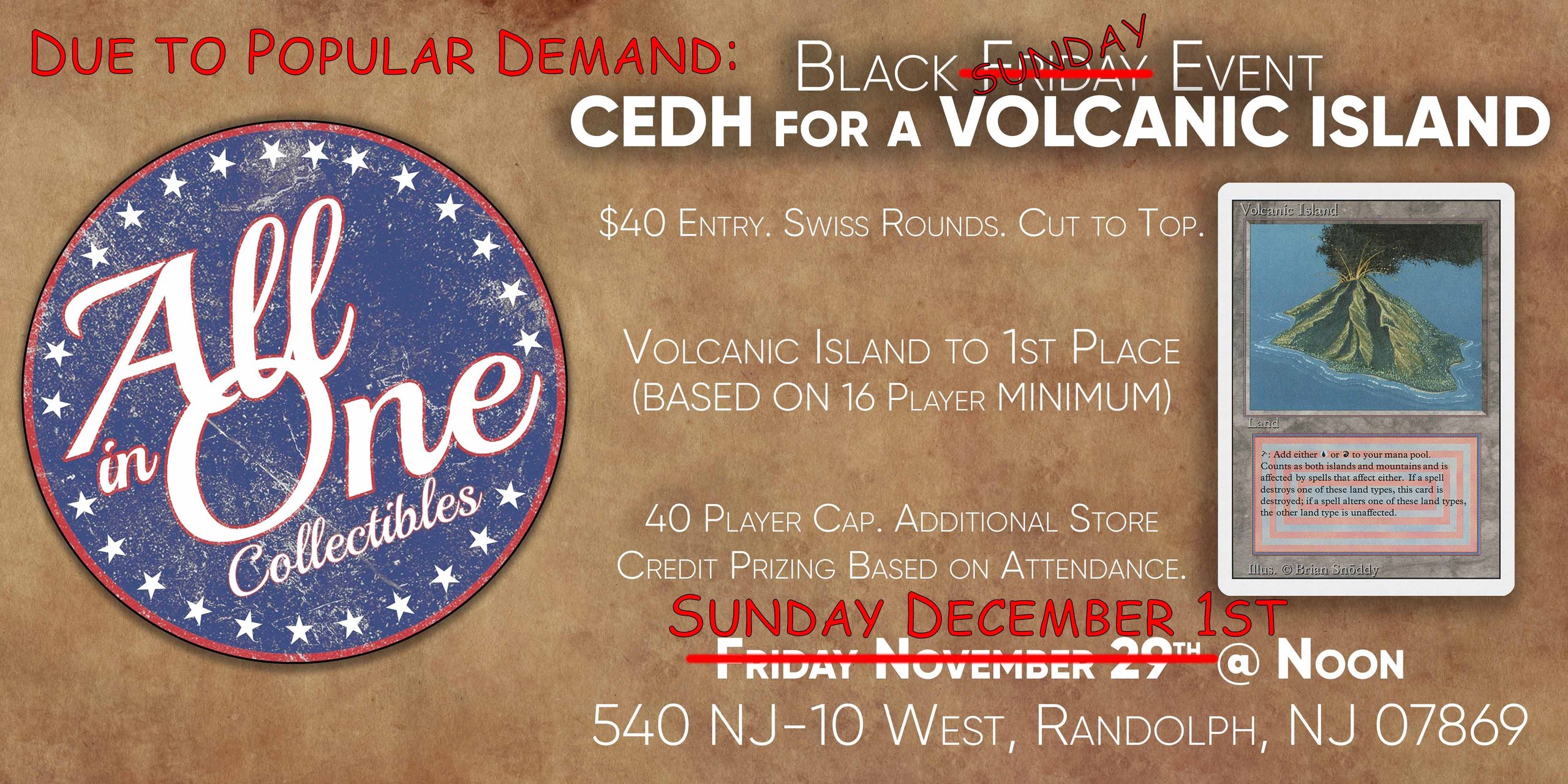 Black "SUNDAY": CEDH for a Volcanic Island